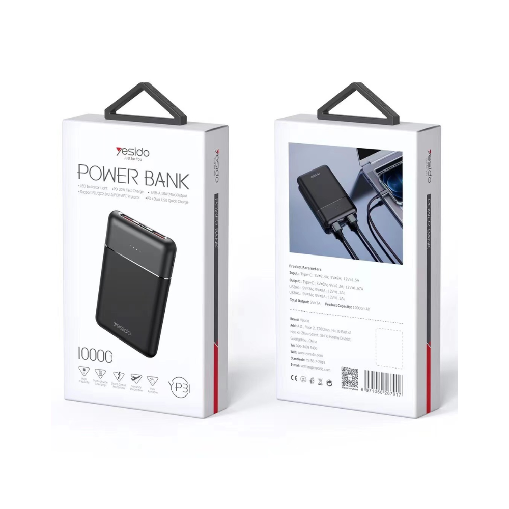 YESIDO YP31 PD 20W 10,000 fast charge power bank YESIDO YP31 PD 20W 10,000 fast charge power bank